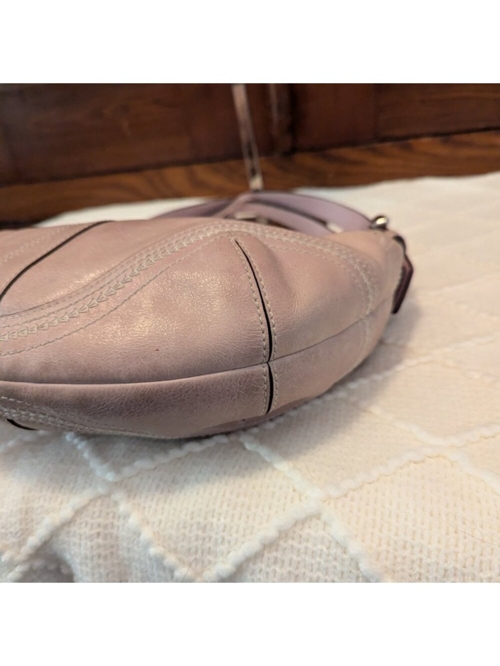 Coach Light Pink Leather Baguette Hobo Sling Bag - Picture 7 of 12